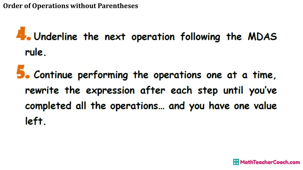 order of operations without parentheses 1