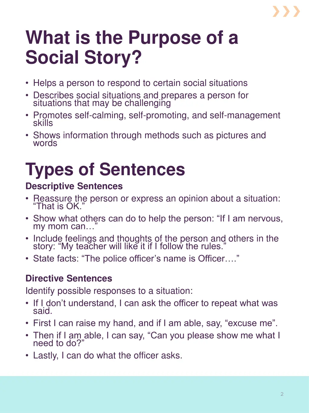 what is the purpose of a social story