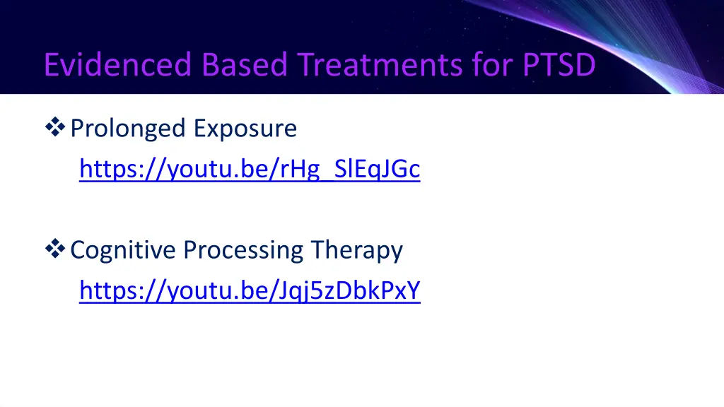 evidenced based treatments for ptsd