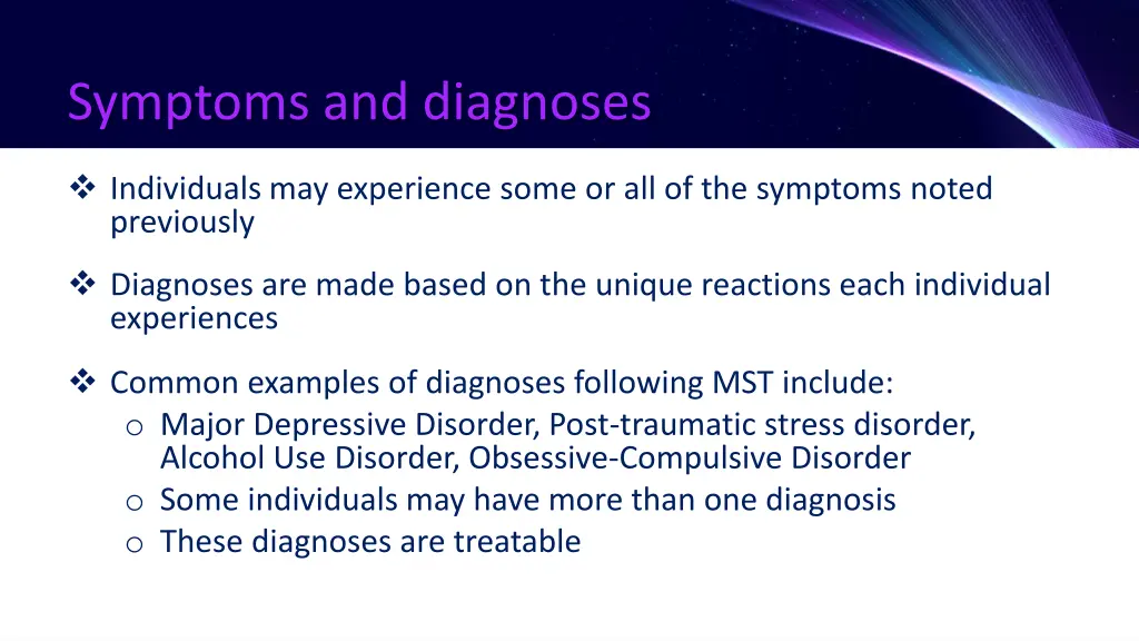 symptoms and diagnoses