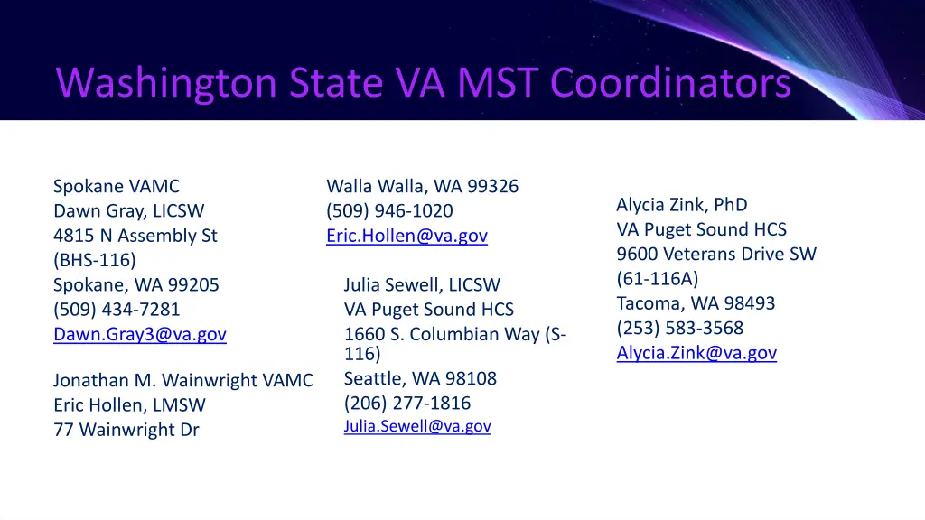 washington state va mst coordinators