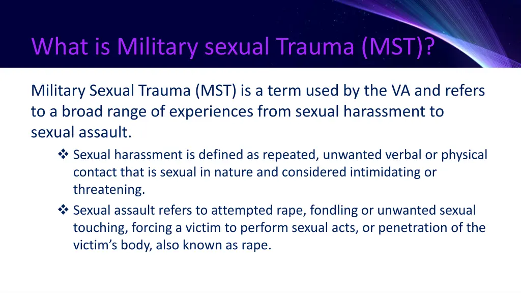 what is military sexual trauma mst