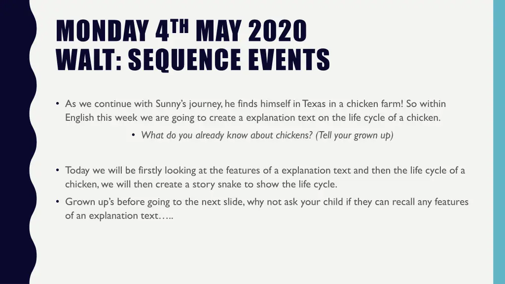 monday 4 th may 2020 walt sequence events