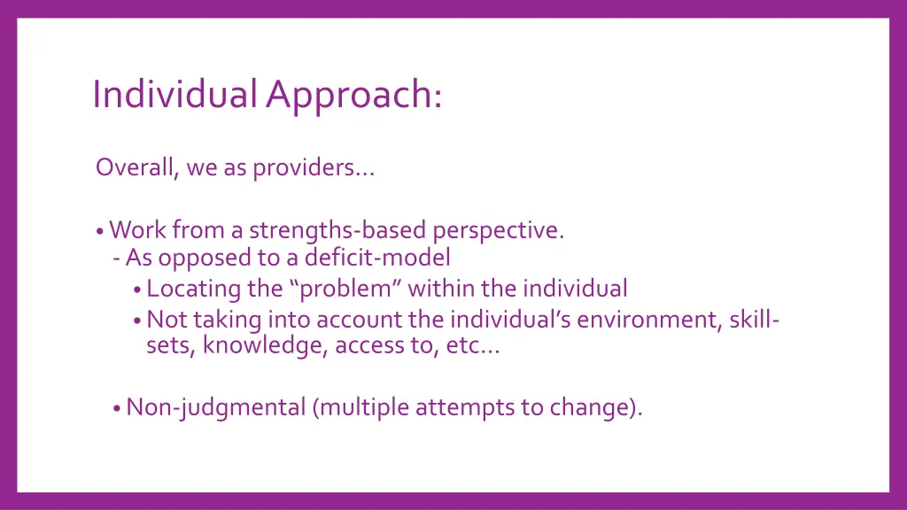 individual approach