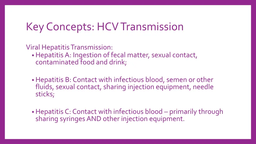 key concepts hcv transmission