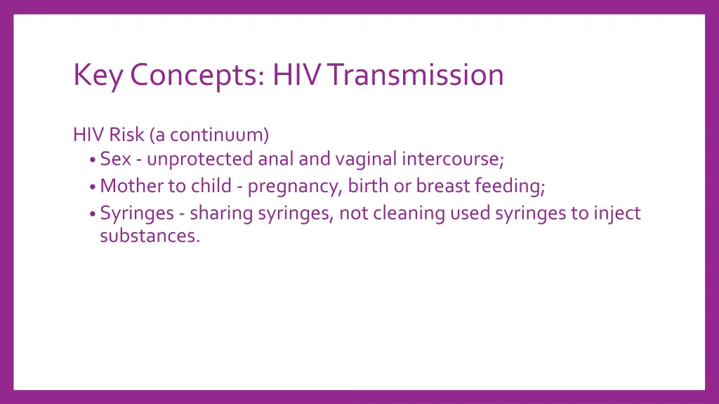 key concepts hiv transmission