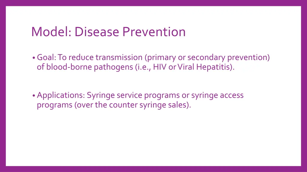 model disease prevention