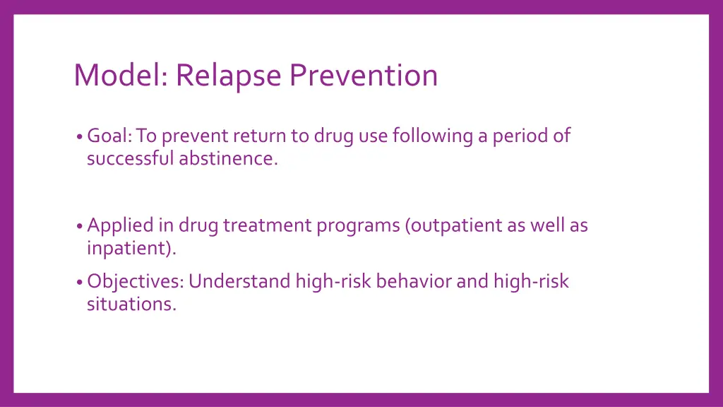 model relapse prevention