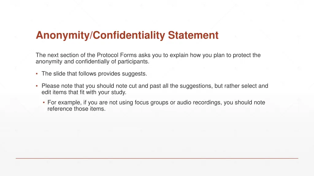 anonymity confidentiality statement