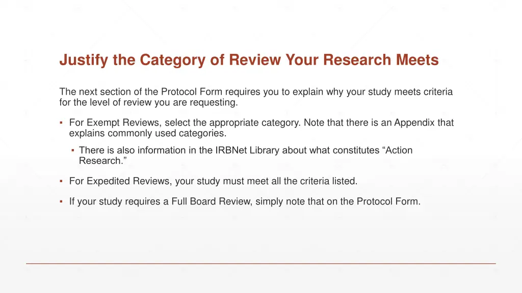 justify the category of review your research meets