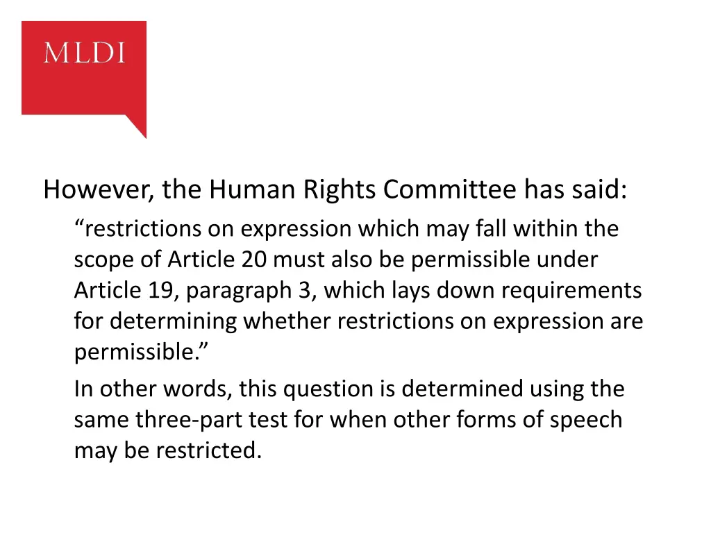 however the human rights committee has said