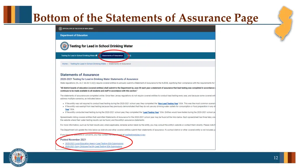 bottom of the statements of assurance page