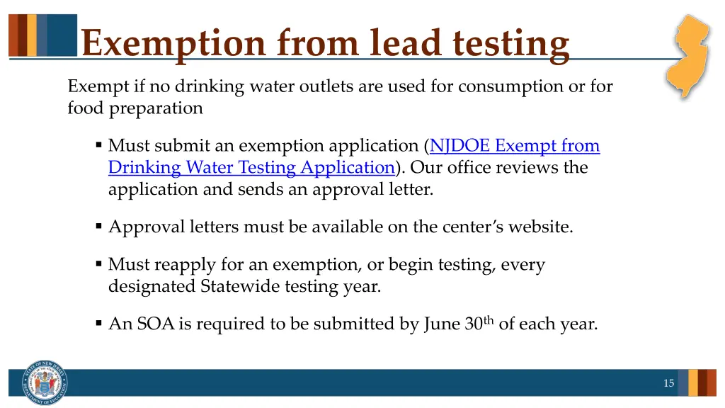 exemption from lead testing