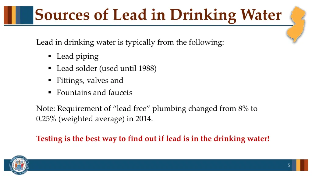 sources of lead in drinking water