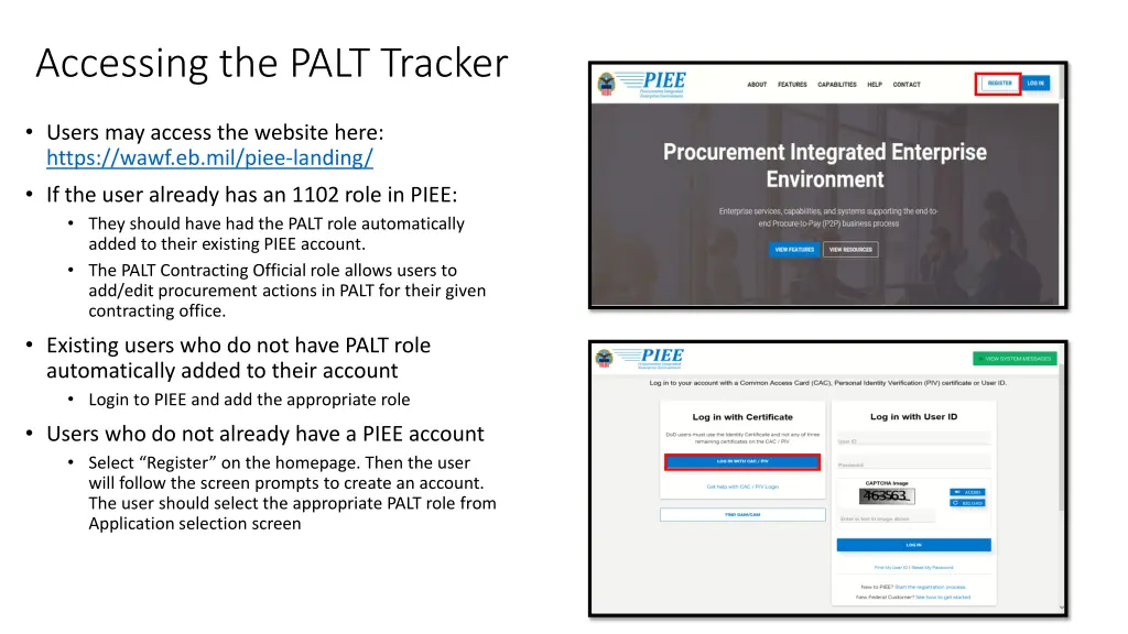 accessing the palt tracker