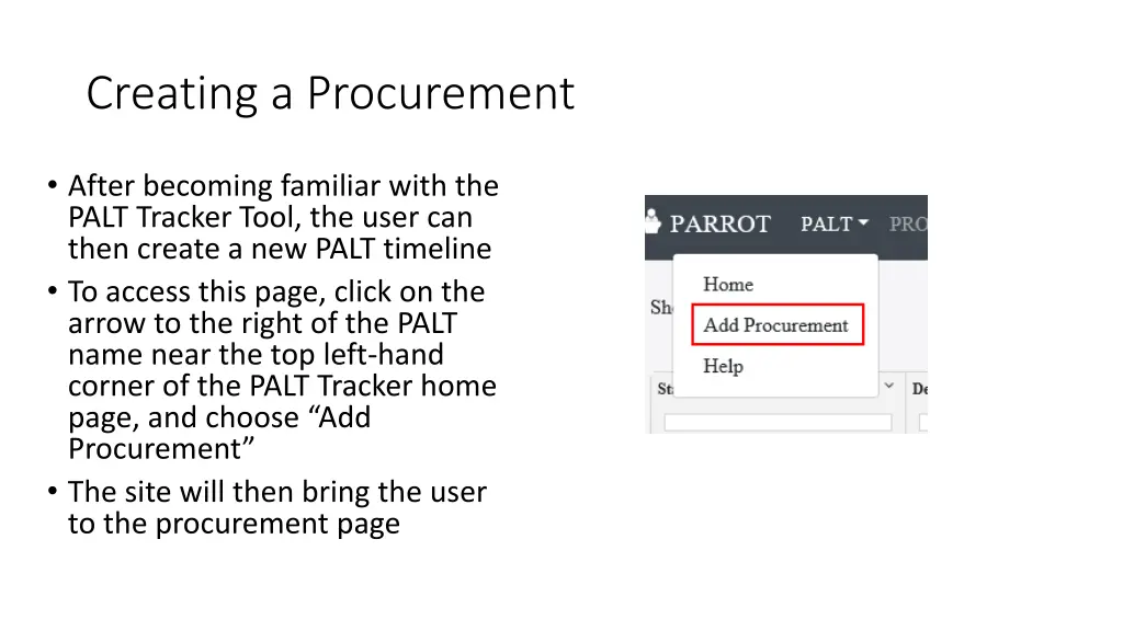 creating a procurement