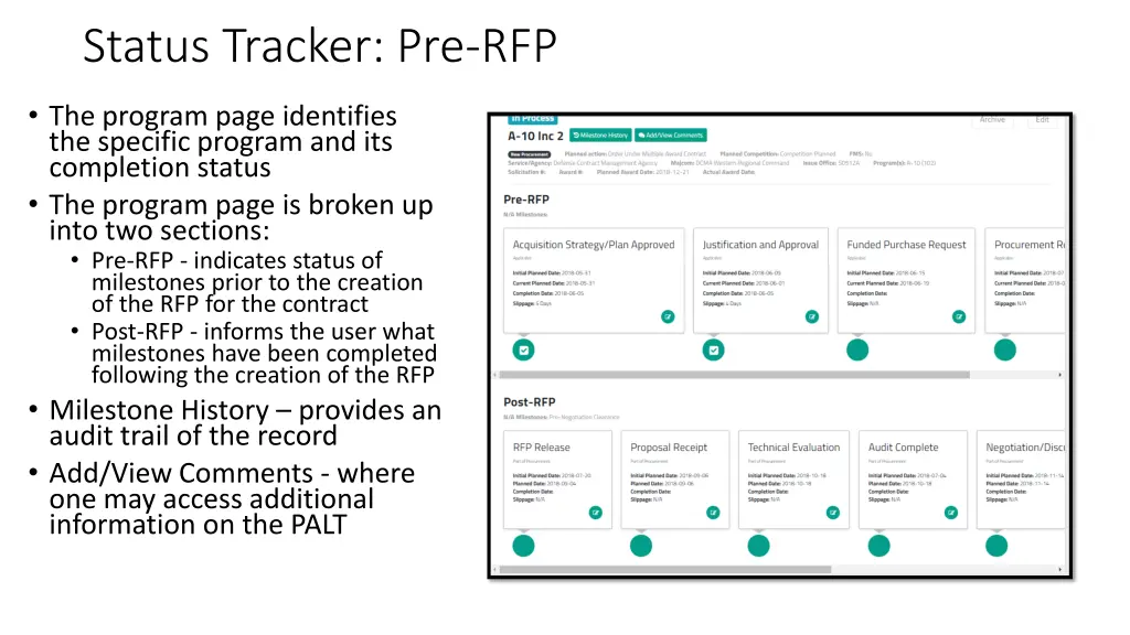 status tracker pre rfp