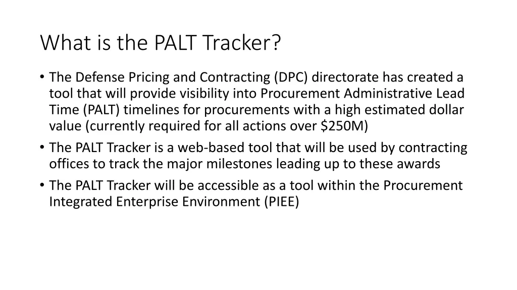 what is the palt tracker