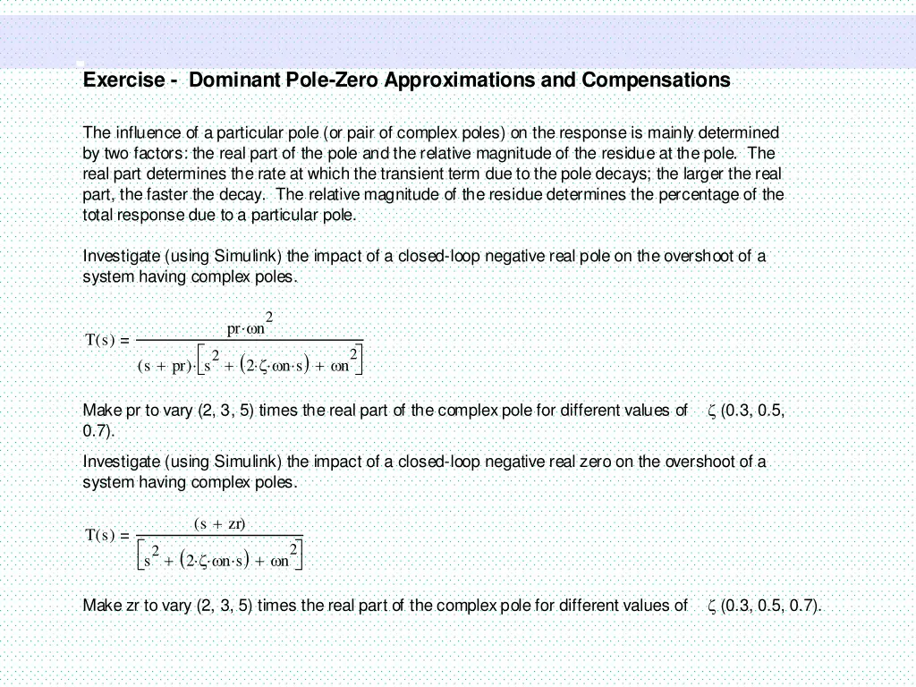 exercise dominant pole zero approximations