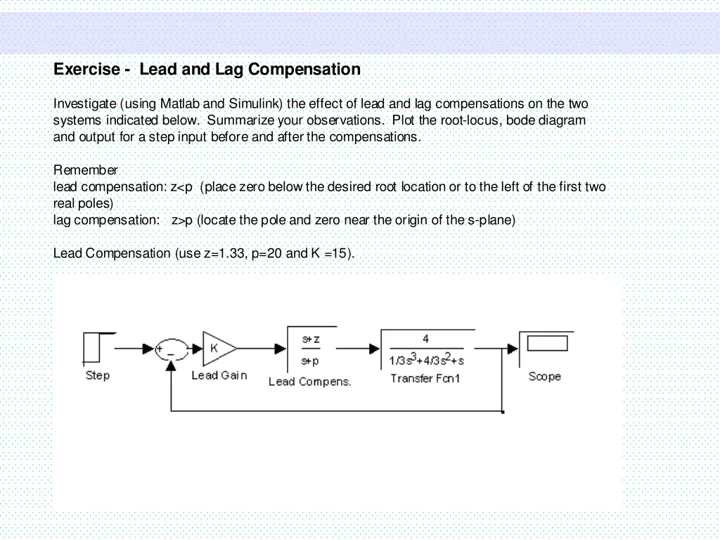 exercise lead and lag compensation