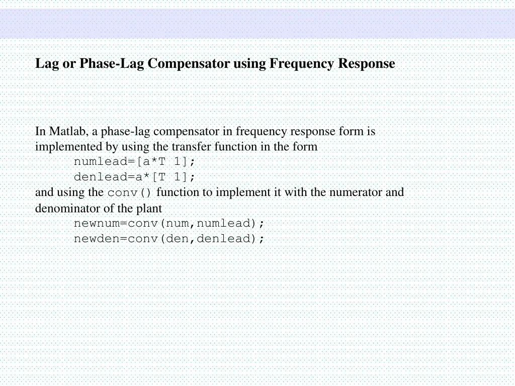 lag or phase lag compensator using frequency 1