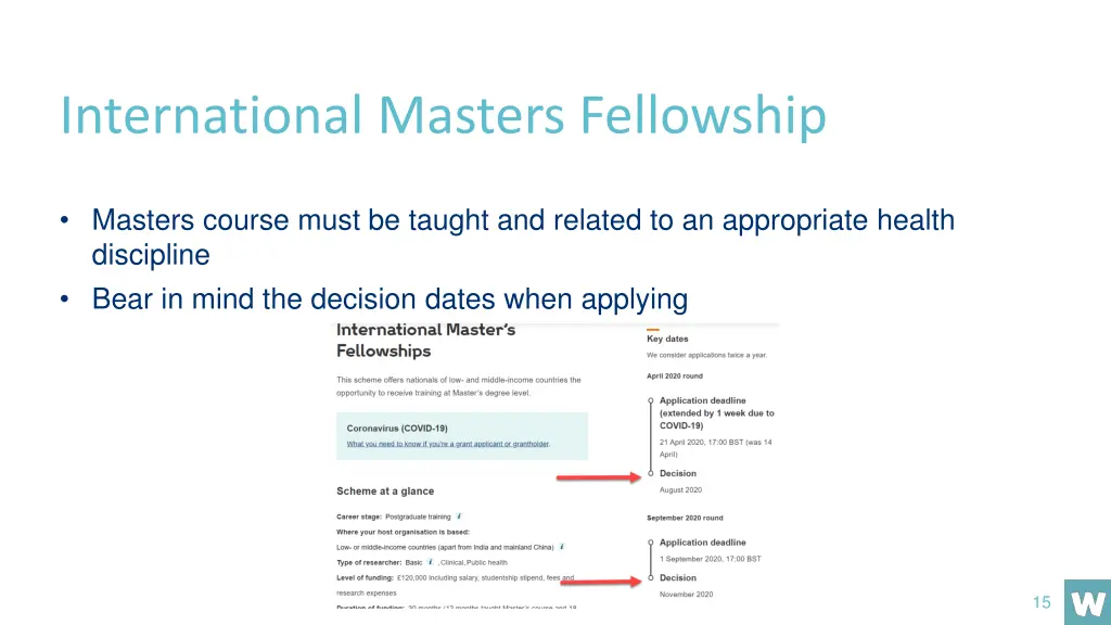 international masters fellowship