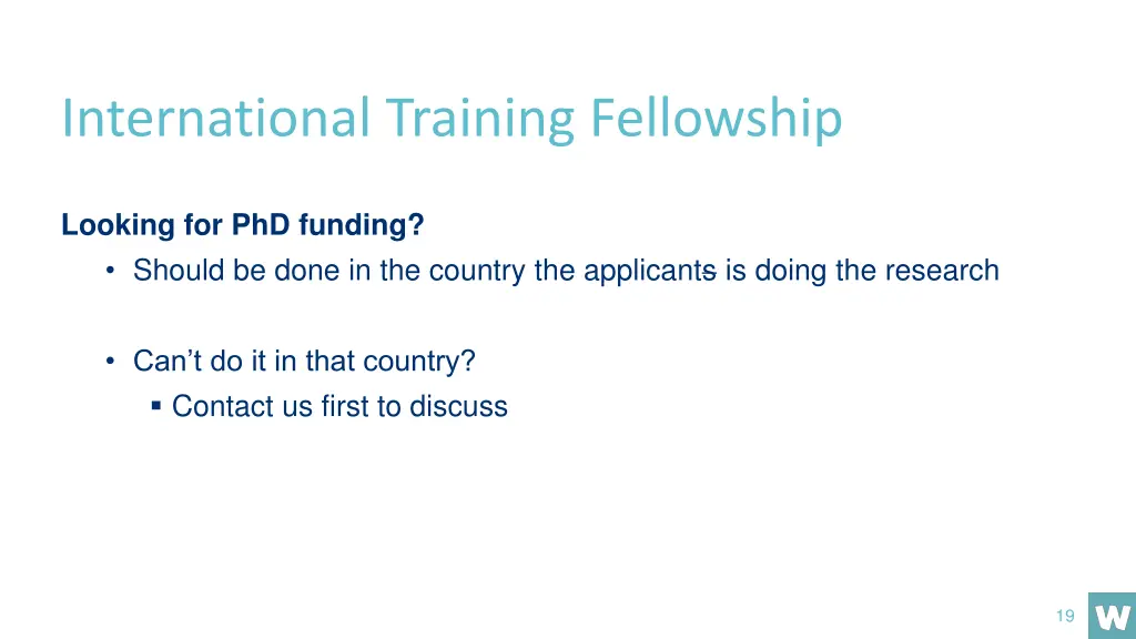 international training fellowship 2