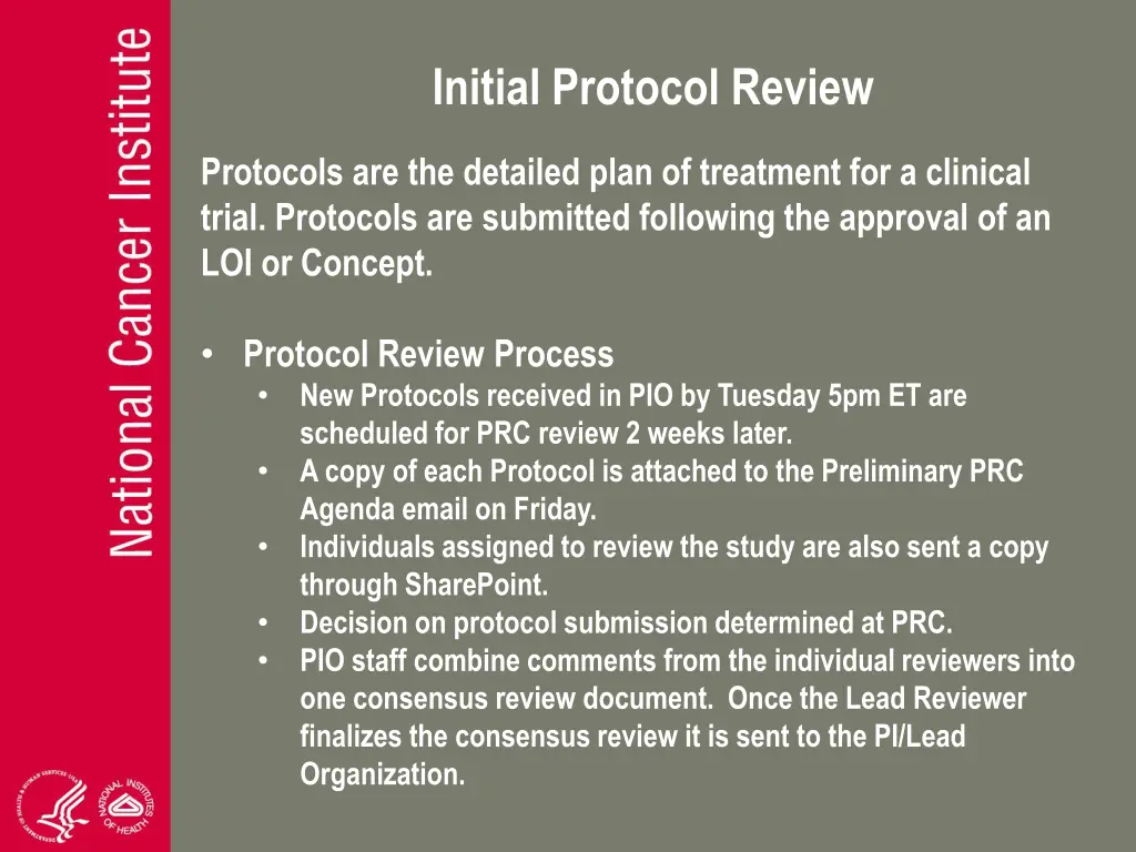 initial protocol review