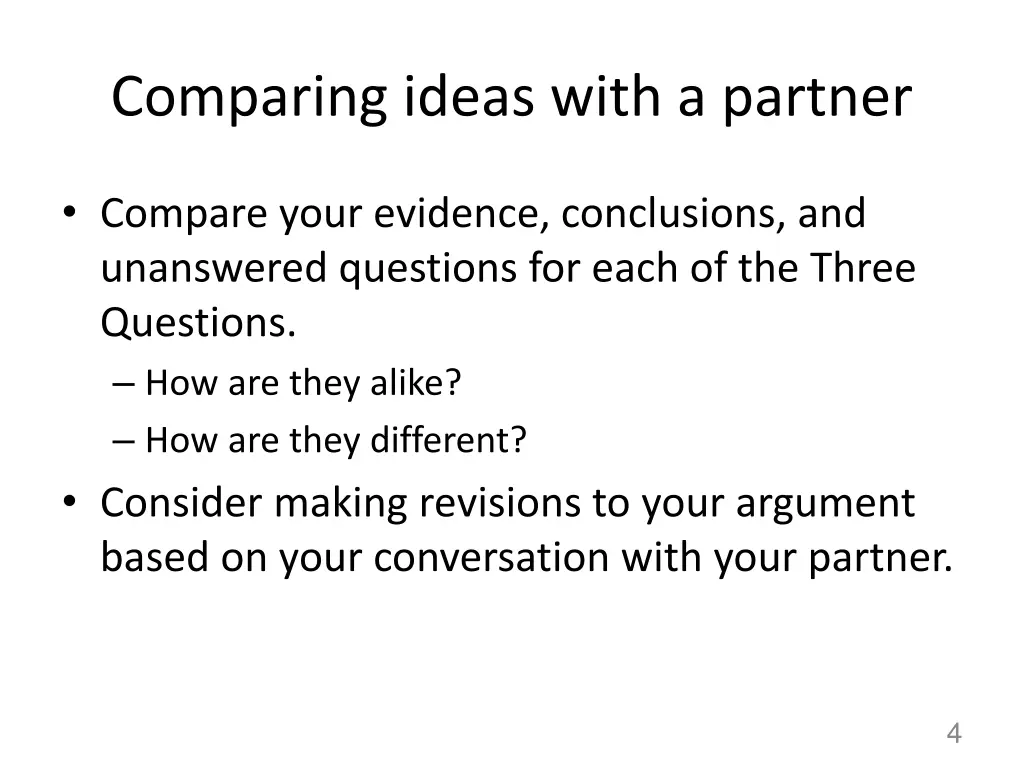 comparing ideas with a partner