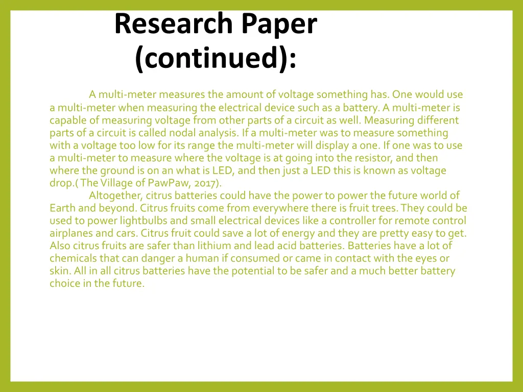 research paper continued 1