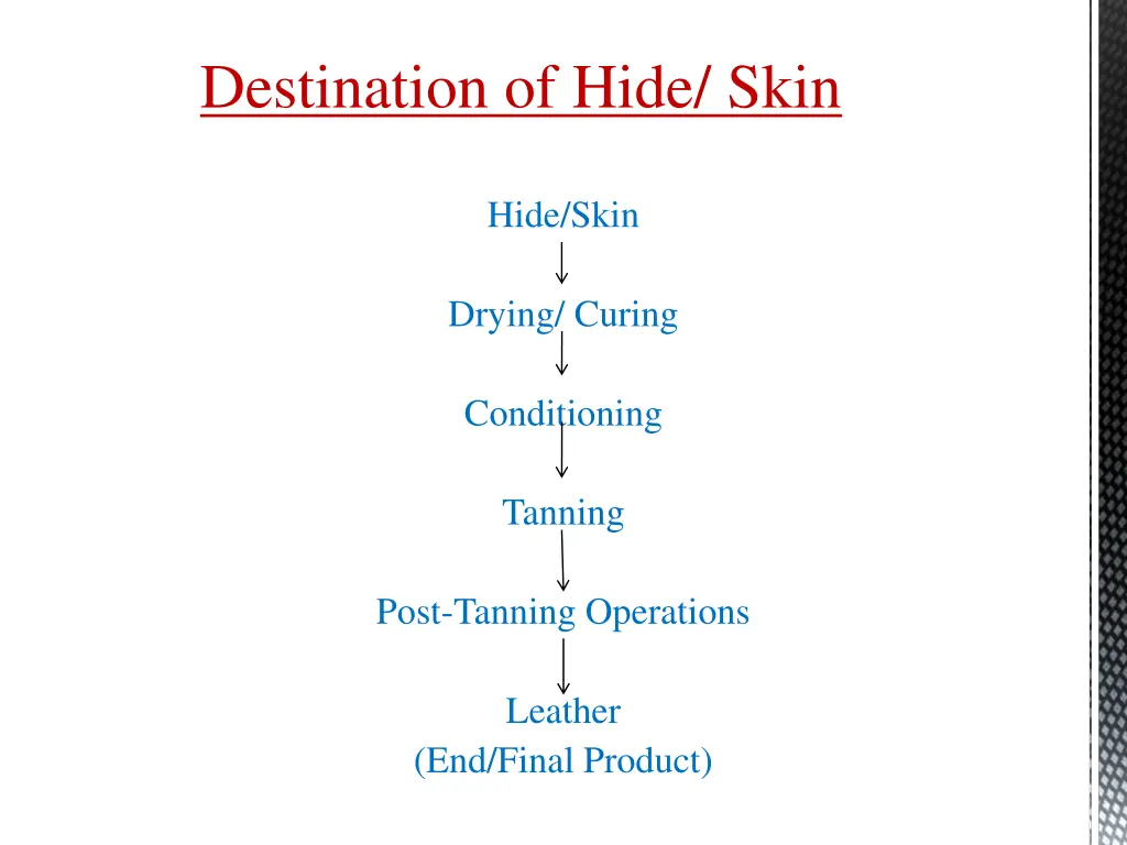 destination of hide skin