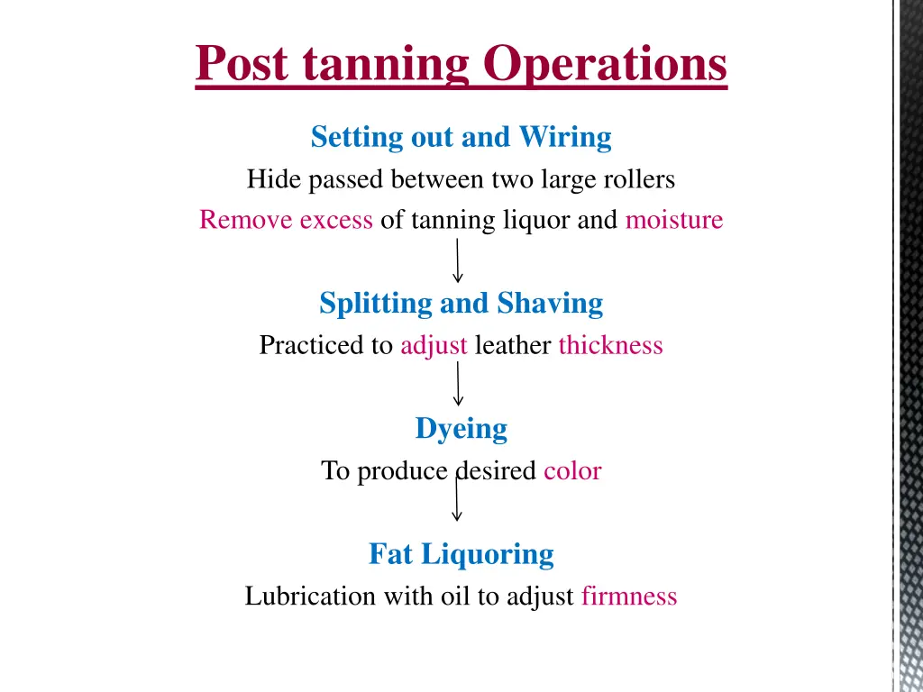 post tanning operations