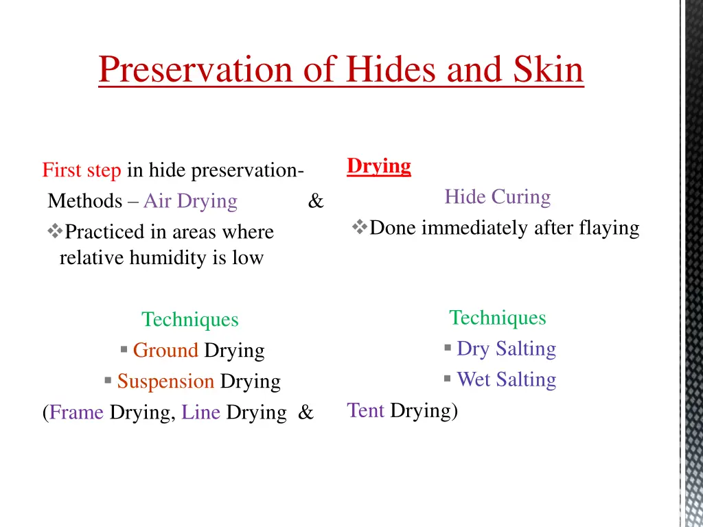 preservation of hides and skin