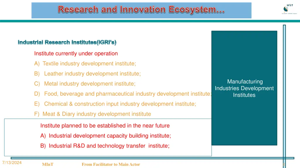 industrial research institutes igri s