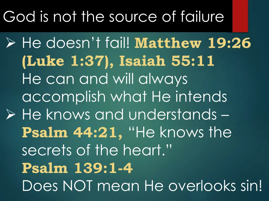 god is not the source of failure