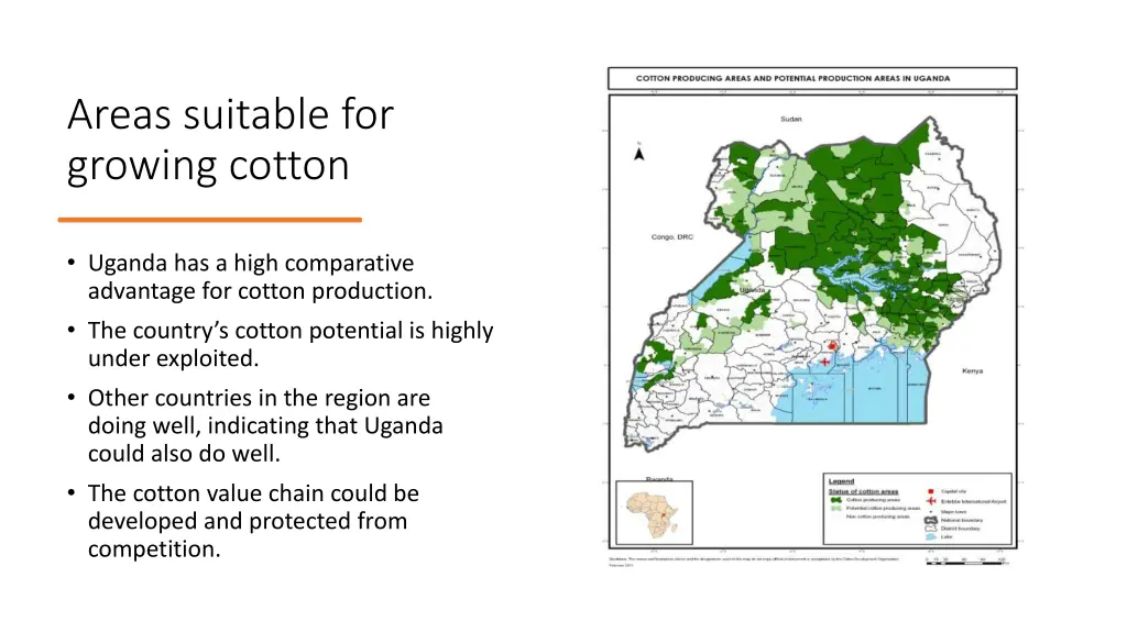 areas suitable for growing cotton