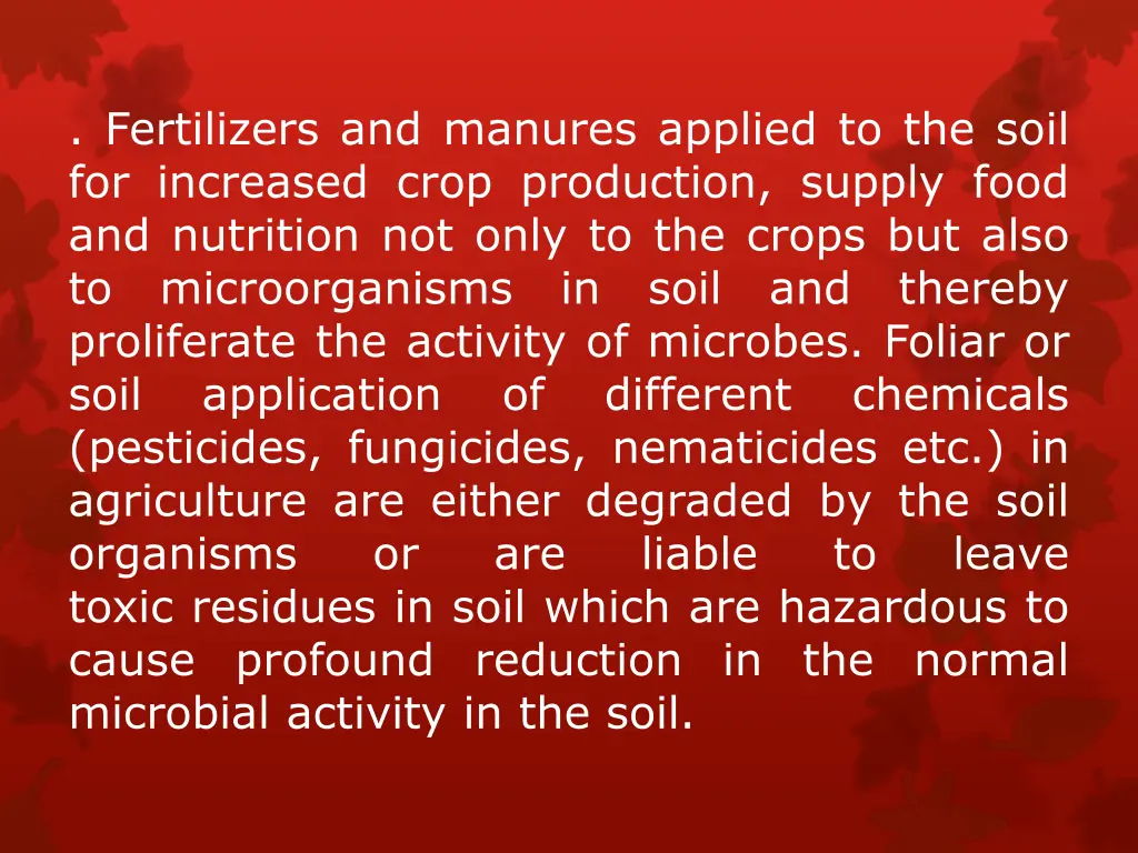 fertilizers and manures applied to the soil