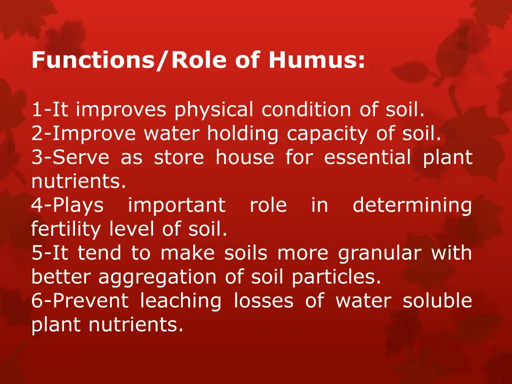 functions role of humus