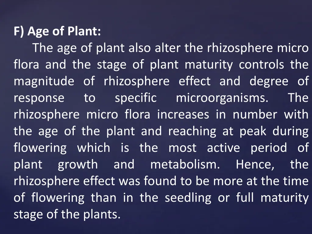 f age of plant the age of plant also alter