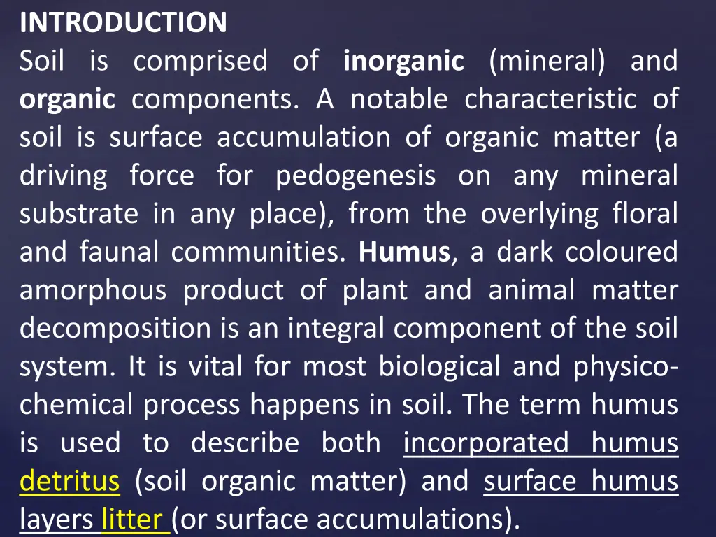 introduction soil is comprised of inorganic