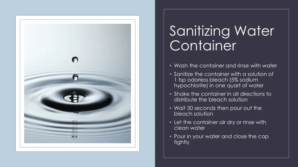 sanitizing water container