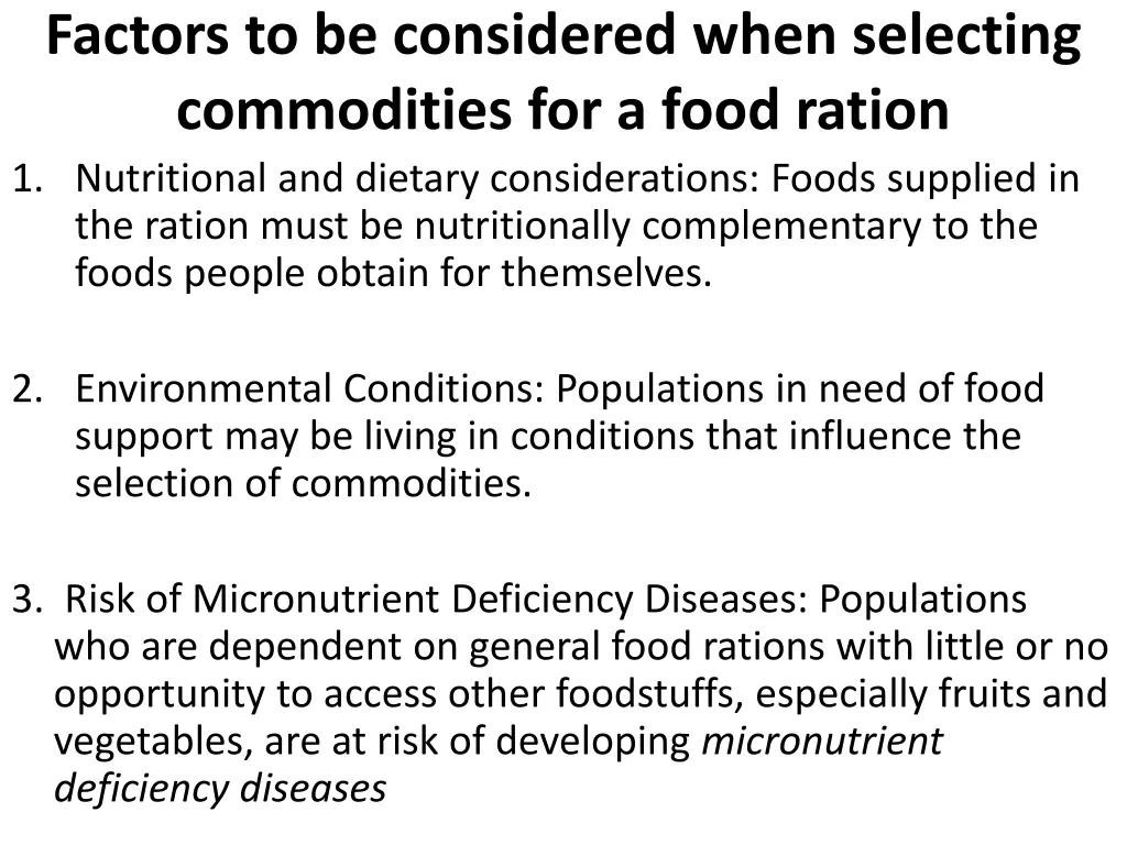 factors to be considered when selecting