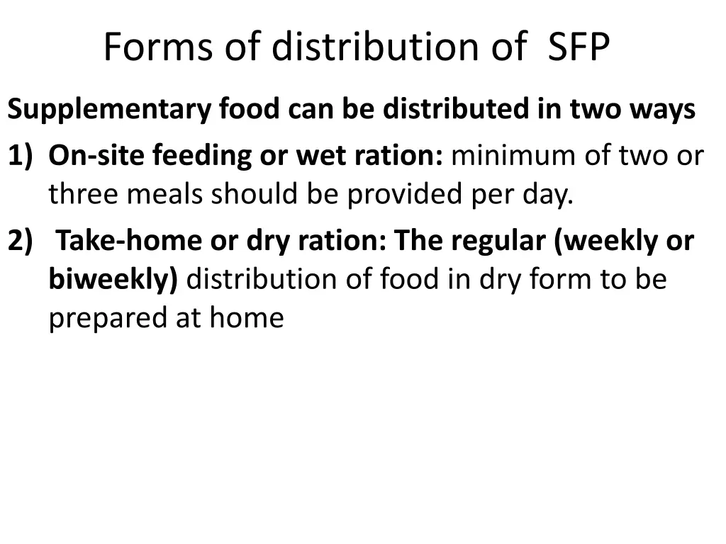 forms of distribution of sfp