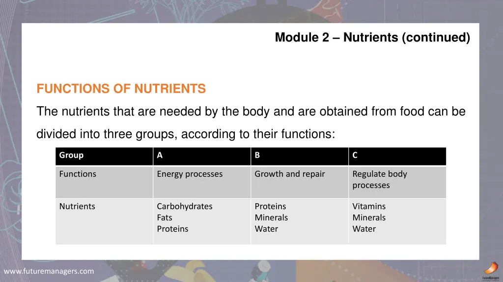 module 2 nutrients continued