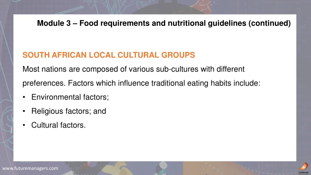 module 3 food requirements and nutritional 5