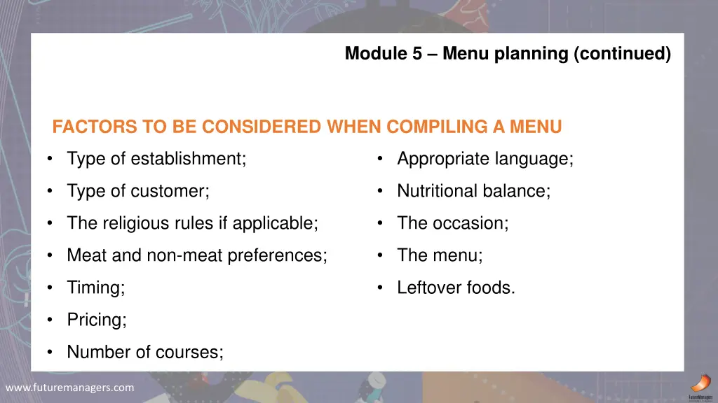 module 5 menu planning continued 5