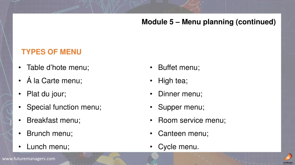 module 5 menu planning continued 6