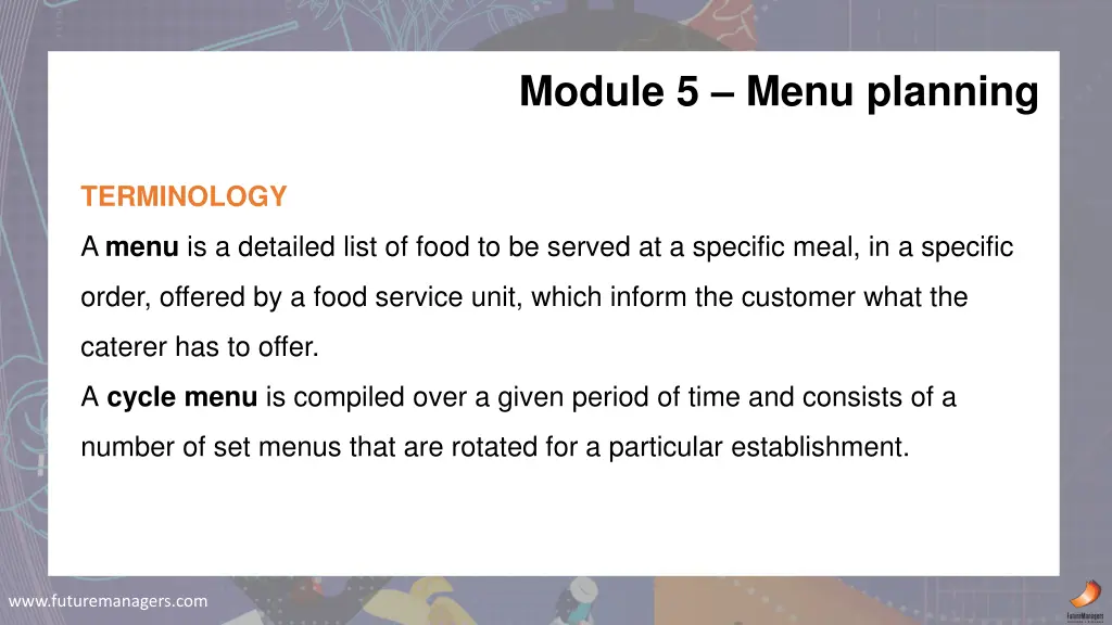 module 5 menu planning