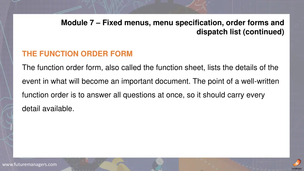 module 7 fixed menus menu specification order 2