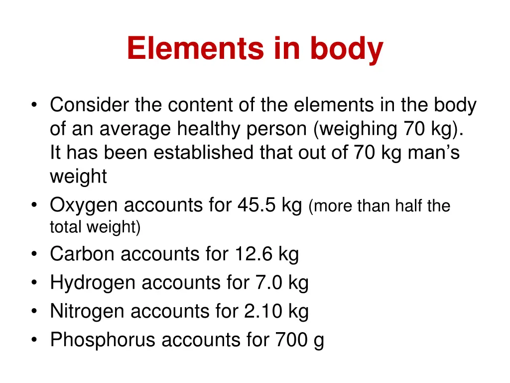 elements in body